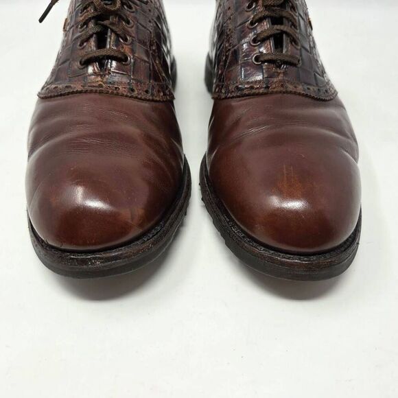 FOOTJOY CLASSICS BROWN LEATHER WOVEN OXFORD GOLF SHOES SPIKELESS MENS 10 C - Picture 2 of 9